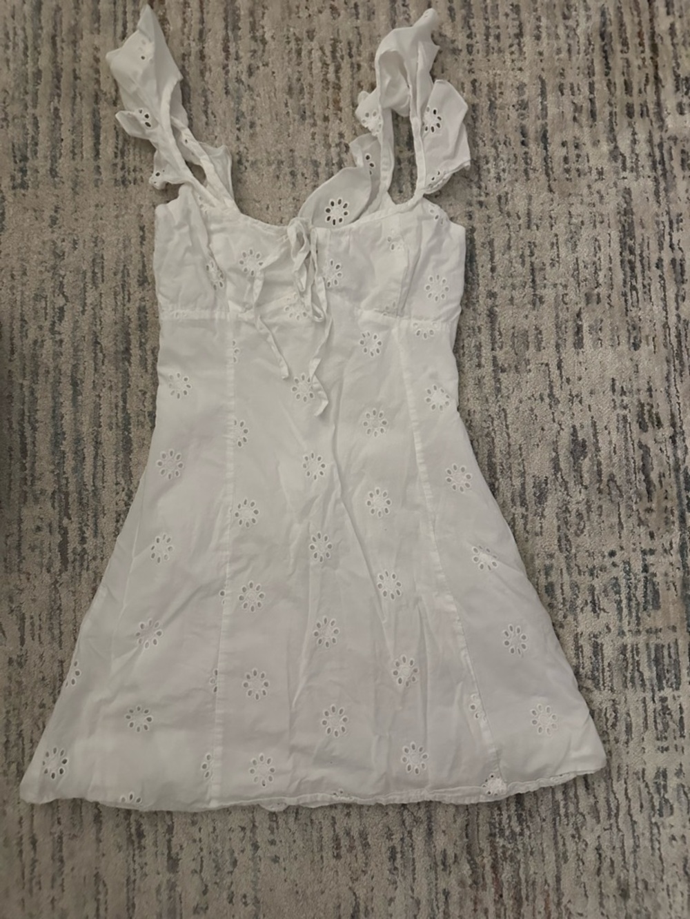 White Eyelet Sundress with Ruffle Straps - Picture 1 of 2